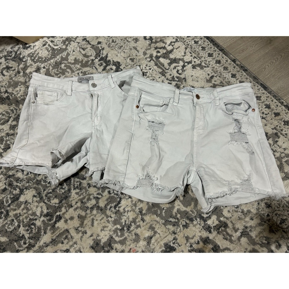 Judy Blue Women's Distressed Stretch Shorts size Large Lot Of 2